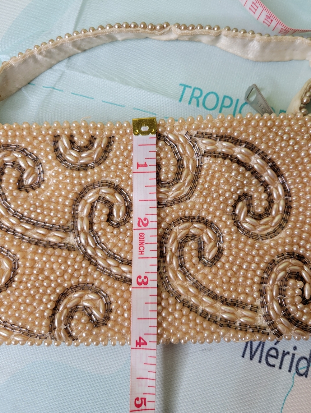 Vintage Beaded Pearl Swirl Evening Clutch - Cream - Picture 6 of 7